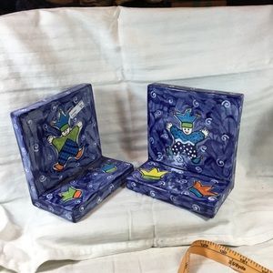 Jean Mcdermitt hand painted bookends